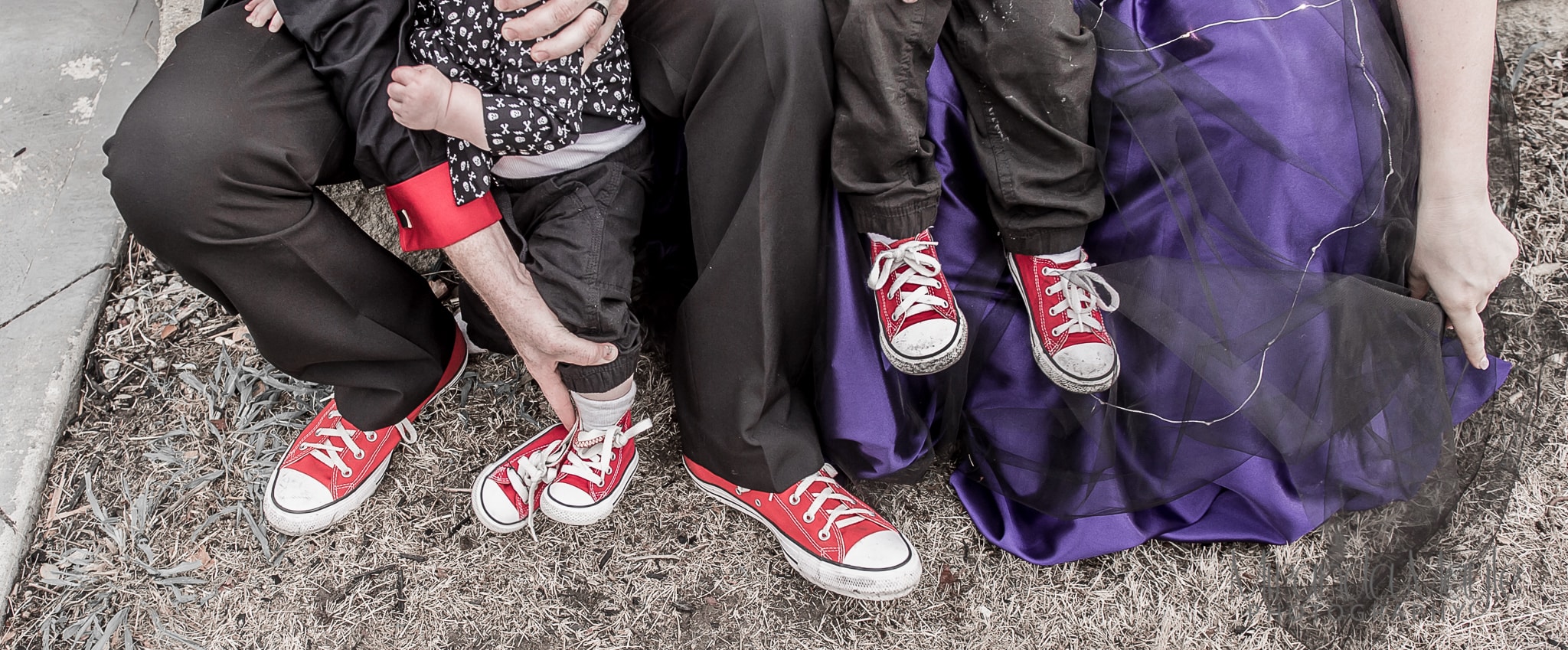 red shoes purple wedding dress
