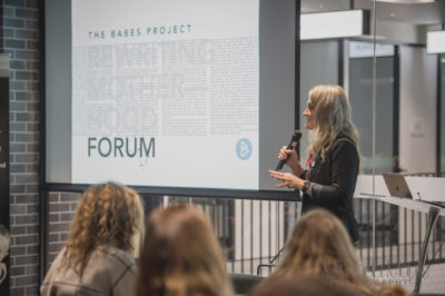 Helen Parker speaks at the Babes Project Rewriting Motherhood Forum